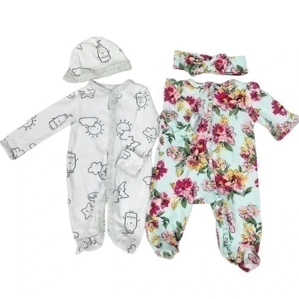 Footie Bundle 4 Pieces | Baby- NB Newborn | One Piece Romper | Pajamas